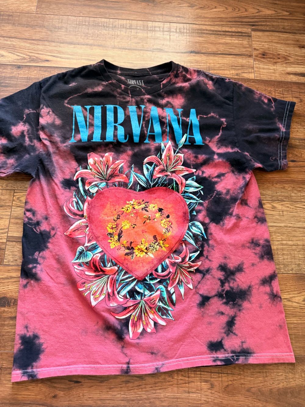 Official Licensed Nirvana Heart-Shaped Box T-Shirt L | Bleach Tie-Dye